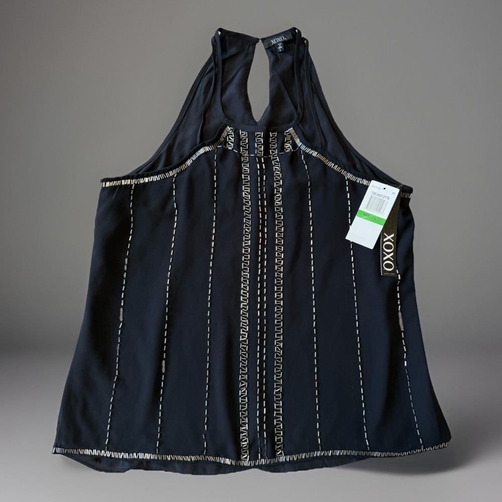 NWT - XOXO Seeveless Tank Top Black Womens Size Large